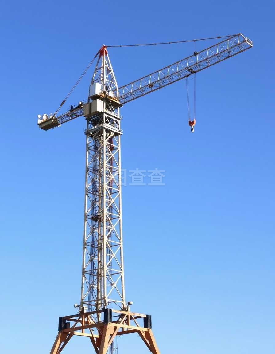 起重機,用鋼制造的工業建筑機械,獨立圖標矢量。用鉤和繩提升裝置。塔式液壓結構。起重機,鋼鐵工業建筑